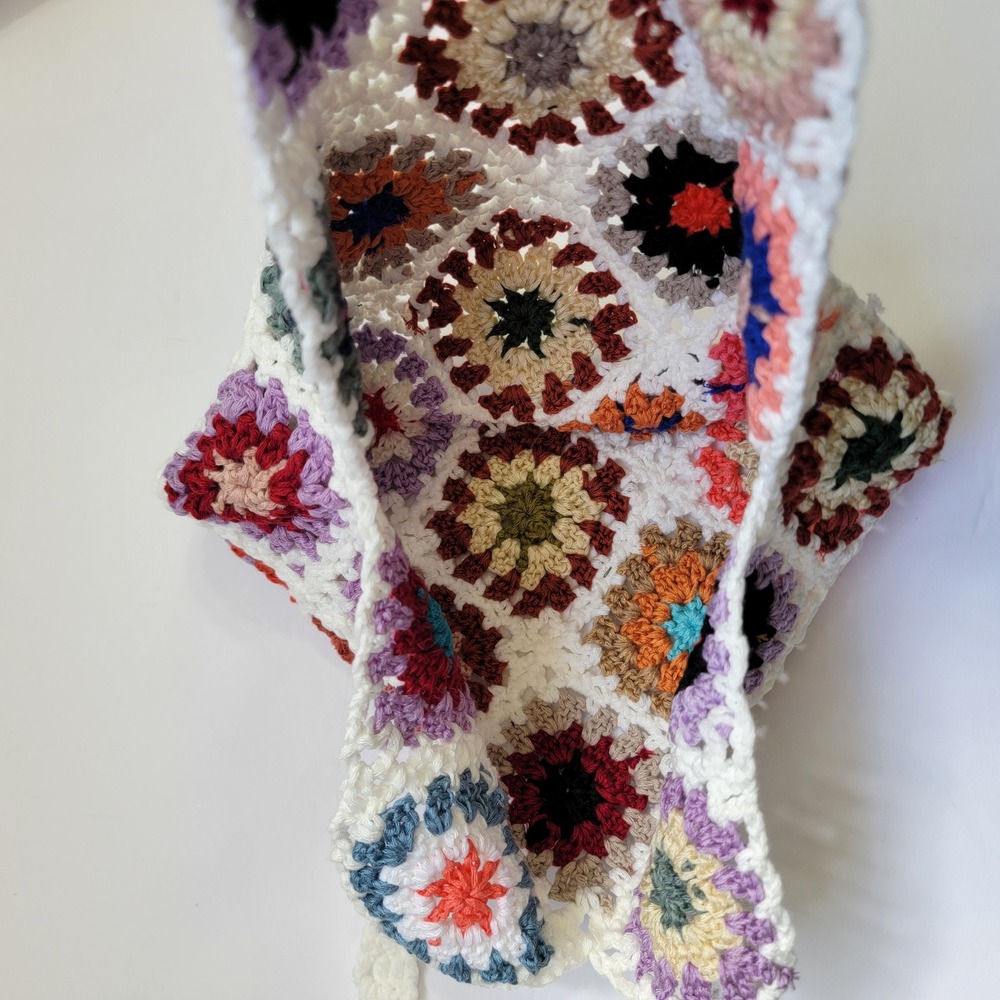 NEW Handmade Crochet Knit Granny Squares Mini Tote Bag Boho Hand Bag‎ - Picture 8 of 8
